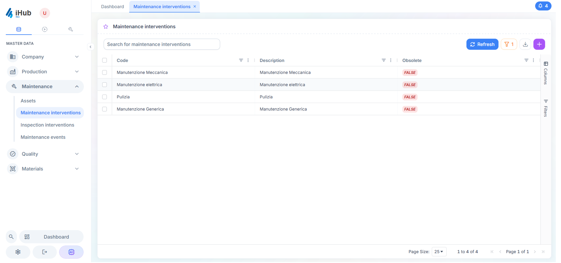 Maintenance — iHub MES